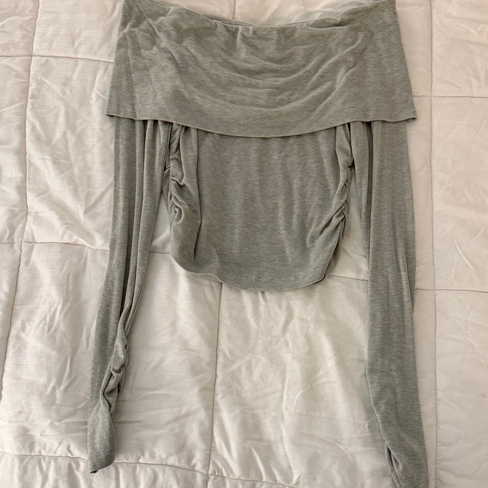 Crescent Off the Shoulder Grey Shirt